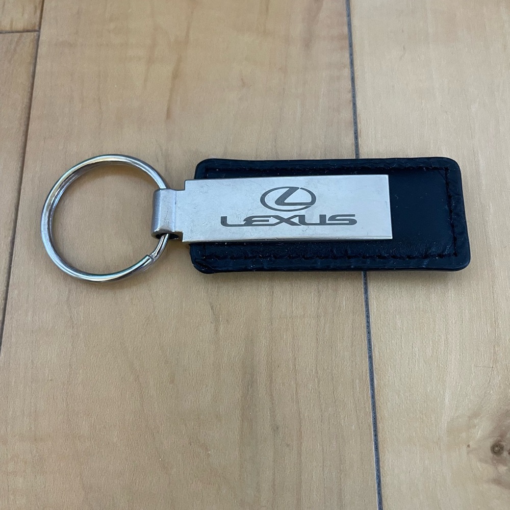 Lexus Black Leather Keychain with Silver Plate
